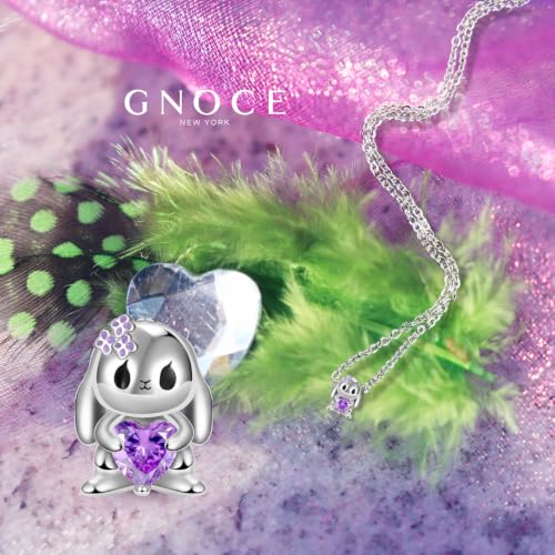 Image of GNOCE Embraces Heart Gemstone Bead Charms 925 Sterling Silver Rabbit Horse Triceratops Snake Monkey Cat Platypus Sloth Bear Pig Yak Ghost Matryoshka Doll Jewelry Gift for Women