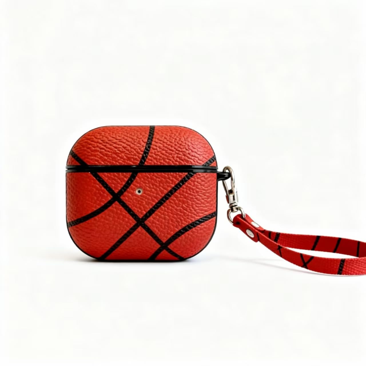 for AirPods 4 Case 2024 (4th Gen, A3058/A3059) - PU Leather &amp; Hard PC Shockproof Cover with Keychain, LED Visible, Wireless Charging Compatible for Men Women Sports Enthusiasts,Basketball