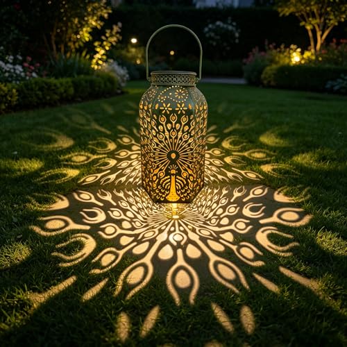 Lanterne solaire paon extérieur étanche pour sublimer un jardin sombre