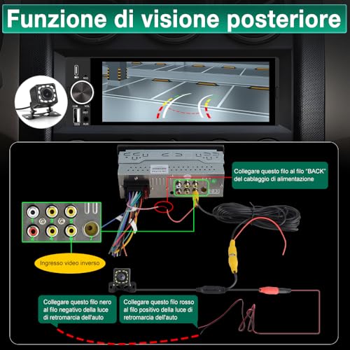 Hexinex Autoradio Bluetooth 1 Din Con Schermo Carplay & Android Auto Wireless Fm Tipo-C Comandi Al Volante - 6