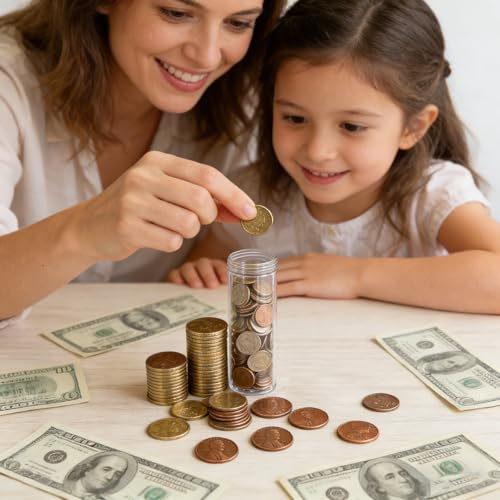 Set de 42 tubos plásticos transparentes para monedas miniatura 5