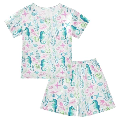 Cute Seahorse Pajama Set Pajamas Sleepwear Nightwear Loungewear Clothes Set B04046453
