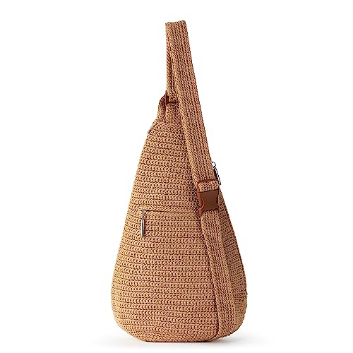 Image of The Sak Geo Sling Backpack in Crochet, Single Sling Shoulder Strap, Bamboo