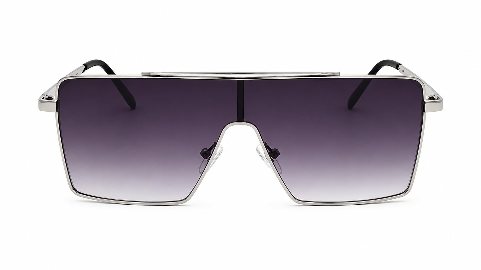 Oversized Square Sunglasses with Black Metal Frame, Gradient Lens-image-34