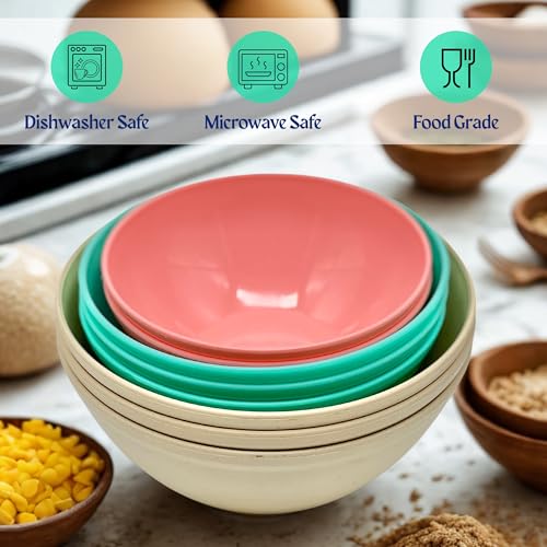Image of Happy Cove Solid Serving Bowl Set | Durable, Microwave Safe, Dishwasher Safe and Fridge Safe, Lightweight Unbreakable Bowl Set | for Hot & Cold Serving (Set of 9, Multicolor)