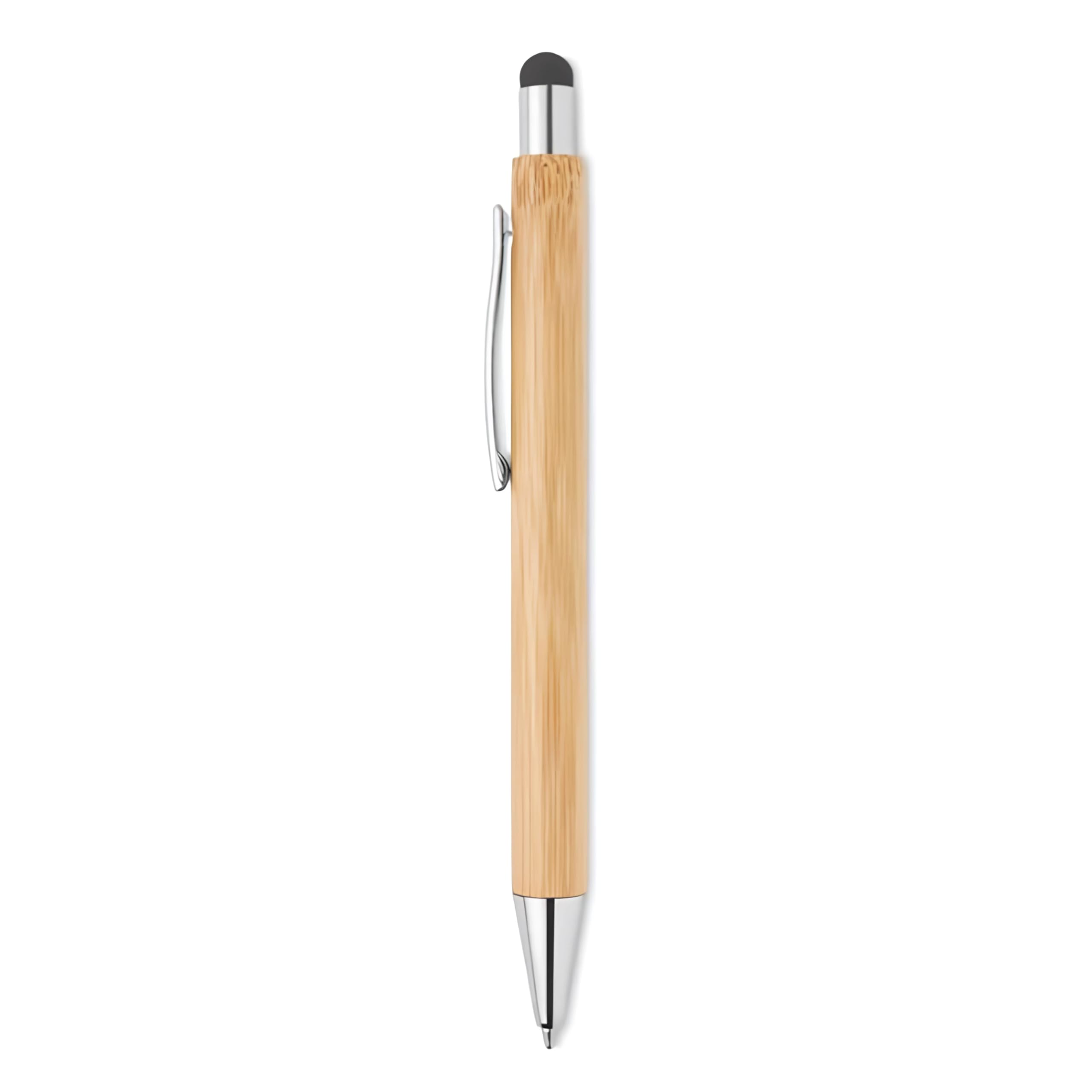 Penna a scatto in bamboo inchiostro nero con touch screen e scatola in legno personalizzati con incisione laser Top Tie