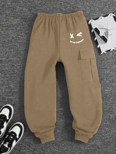 Image of Boys' Premium Cargo Jogger Pants | Soft Pilot Fabric | Stylish Printed Joggers with Side Pocket | Elastic Waist & Cuff(KBC-01)