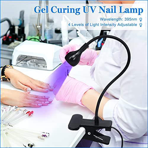 AORAEM Nail Lamp LED Nail Manicure Dryer Curing Light with Black Gooseneck and Clamp for Gel Nails