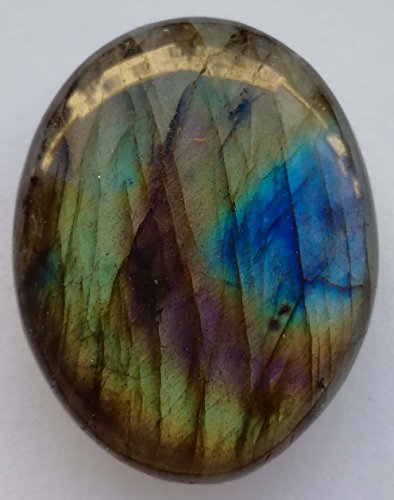 Pierre naturelle, galet plat pour la poche, galet extra plat de Labradorite (20 à 30 g/ 4cm X 3 cm X 0.8cm)