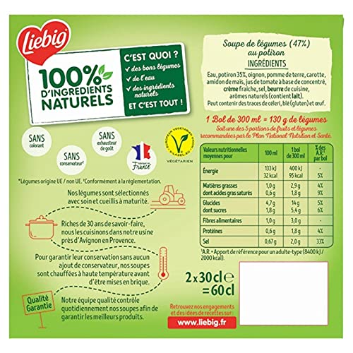 LIEBIG - Pursoup Velouté De Potiron À La Crème Fraiche Briques 600Ml - Lot De 4 - Offre Special