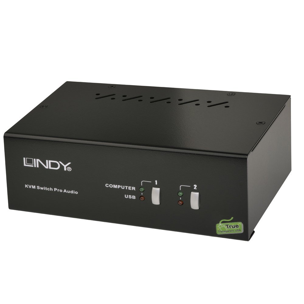 LINDY 2 P. DVI Dual Link & Head KVM Sw.Pro Audio USB 2 ohne Kabel, schwarz