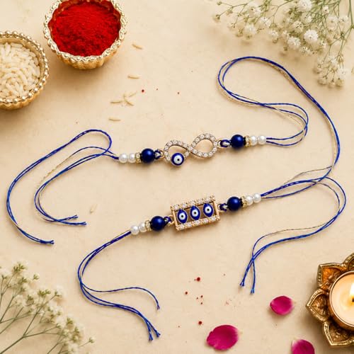 Image of Jaipur Ace Rakhi Gift Hamper for Bhaiya Bhabhi with Silver Plated Bowl Set, Pooja Thali, 2 Designer Rakhis, Roli Chawal, Raksha Bandhan Gift Set for Brother Bhabhi, Premium Rakhi Combo with Red Velvet Box