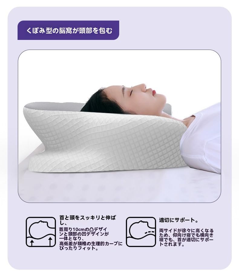 Amazon｜Movni 蝶型メモリーフォーム枕芯 ゆっくり反発 首サポート 枕