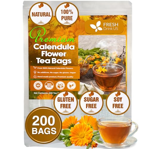 Image of Natural Calendula Tea, Eco-friendly Bags, Vegan & Gluten-free. Calendula Flower Herbal Tea by Fresh Drink US
