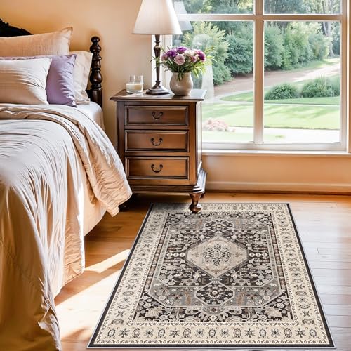 Tapete decorativo 3x4 ft negro lavable y antideslizante miniatura 3