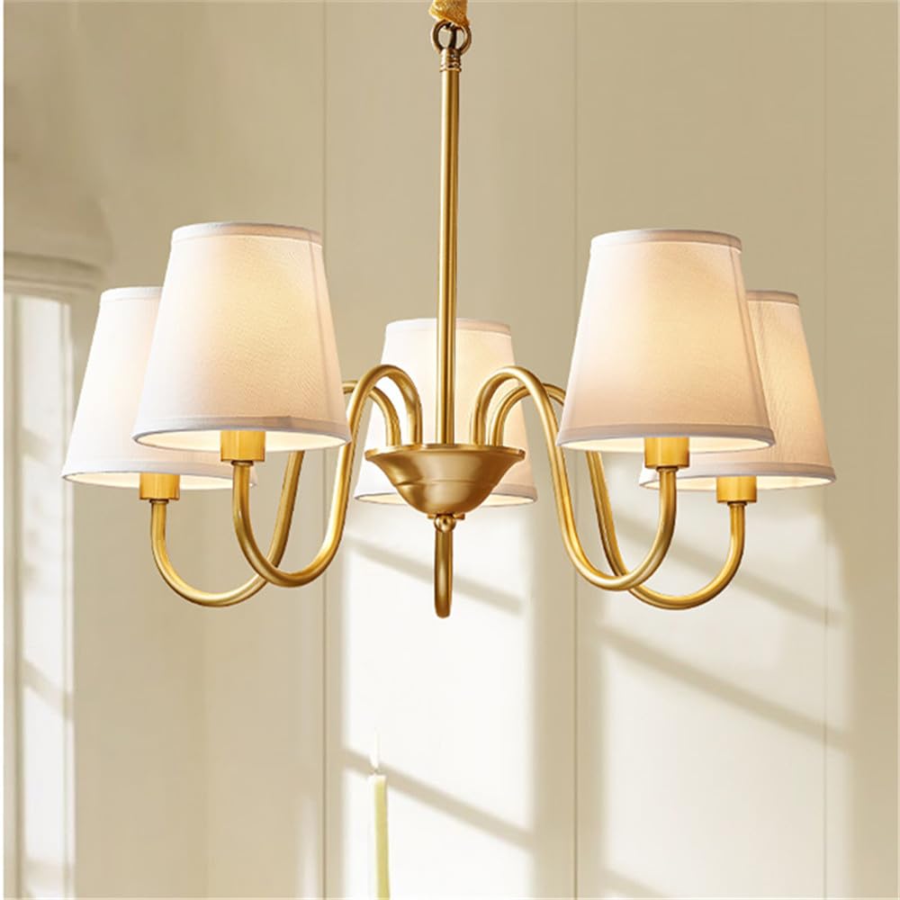 American Style Opulent Brass Glass Chandelier LED Vintage​ Stylish Restaurant Living Room Bedroom Study Cafe Pendant Lights (N 5 Lights)