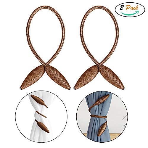 FUJIE Cortina Hebillas de Europa Cuerda Abrazaderas Coinas Sujetar Cortinas Clips Cortina Decora la Habitación Set de 2 - Marrón