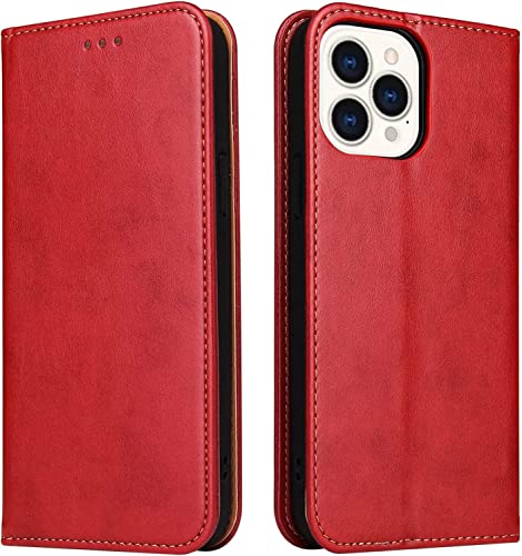 Funda cartera iPhone 14 Pro Max roja ideal para viajar sin llevar billetera