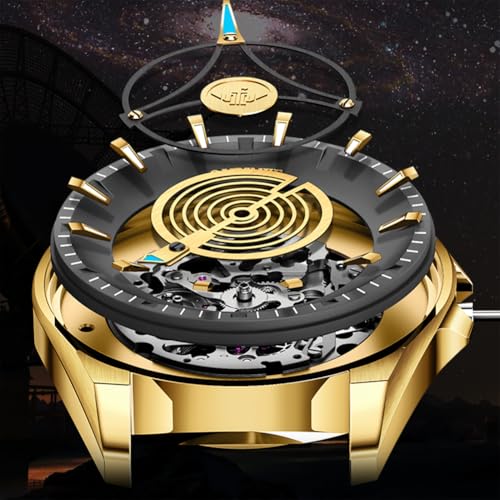 Image of OUPINKE Watch for Men Skeleton Self Winding Mechanical Automatic Luxury Dress Black Wrist Watch Waterproof Luminous Tungsten Sapphire Crystal