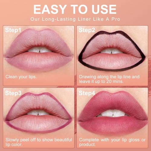 Image of Lip Liner Stain, Peel Off Lip Liner Tattoo, Long Lasting, Transfer-Proof & Natural (Black)
