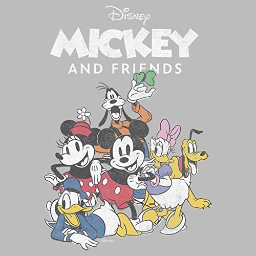 Disney Characters Mickey Freinds Group Girl's Heather Crew Tee2