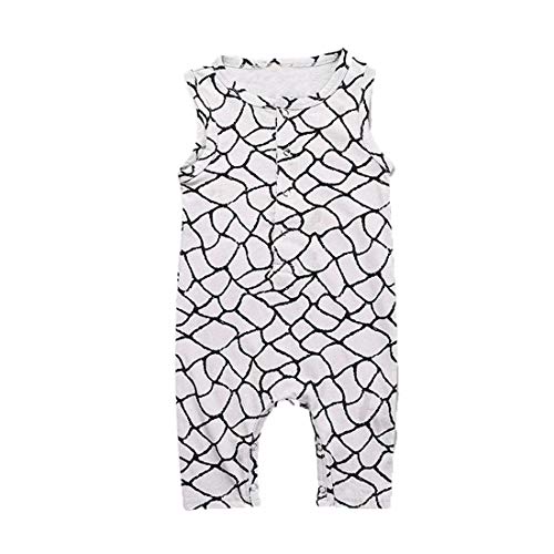 0-2Years Infant Kids Baby Girls Girl Boys Sleeveless Geometric Printed Bodysuit Jumpsuit Shirt Romper Summer (White, 18-24 Months)