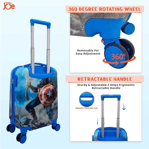 Image of JUNIOR JOE 20 Inch Kids Suitcase with 4 Wheel Travel Trolley Bag (4 Day Trip) (Sky blue-20inch)
