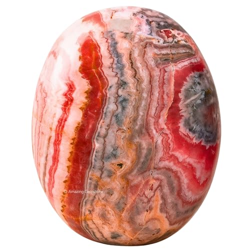 Image of Amazing Gemstone Rhodochrosite Crystals and Healing Stones - Large Palm Stone Crystals Piedra - Crystal for Good Luck,Balanced Positive Energy,Meditation - Unique Stocking Stuffers and Birthday Gift