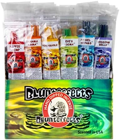 Blunteffects Premium Hand Dipped Incense – 12 Different scents 12 Sticks Each – 144 11″ Sticks – 300g- 45+ min per Stick