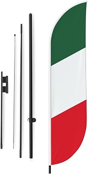 Italy Sign feather flag Pole kit for Outdoor by BCB Print | 11 FEET Long Polyester Outdoor Banner Flag Pole Mount for Easy Hang | HD Print Swooper Flags to Advertise | Made in USA
