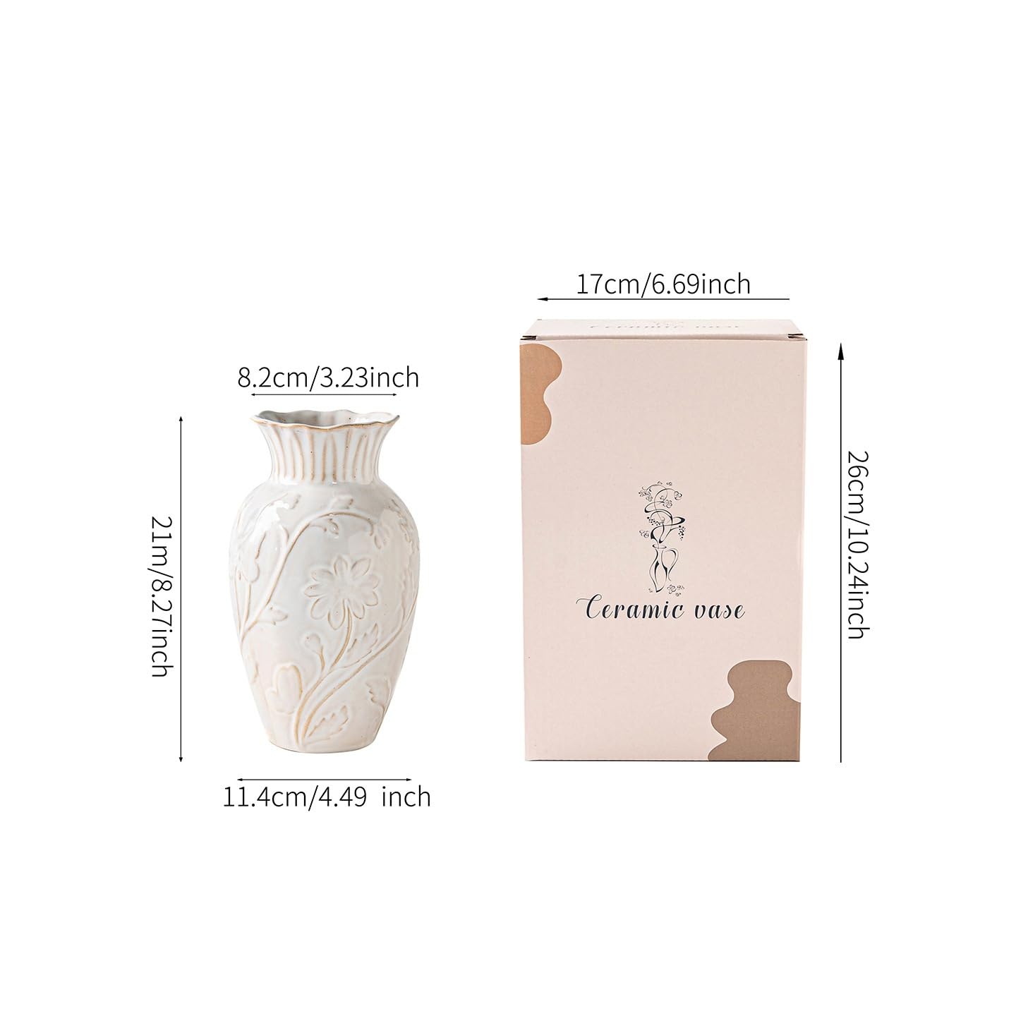Vaso in ceramica con ornamenti, vaso idroponico, confezione regalo retrò(M)