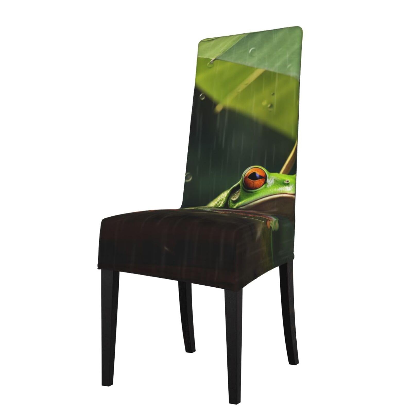 WPKJU Frog and Rain Print Dining Chair Covers Removable Chair Seat Covers Decorative for Kitchen & Bar Stools