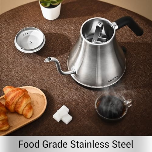 Image of Mecity Electric Kettle Gooseneck Water Kettle Stainless Steel Tea Kettle Water Boiler Fast Heating, Auto Shut Off, 27 fl oz, 1000W, Stainless Steel