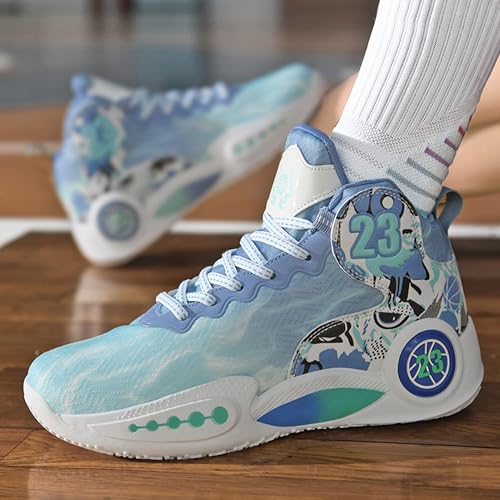 Image of Men's High-Top Basketball Shoes Anti-Slip and Wear-Resistant Soles Running Shoes Graffiti Design Fashionable Sports Shoes