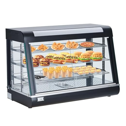 Commercial Food Warmer Display 3 Tiers, 800W Pizza Warmer with 3D Heating & 3-Color Lighting, Countertop Pastry Warmer Temp Control & Display, Sliding Glass Door for Buffet