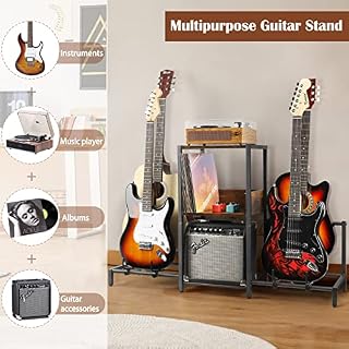 Support de guitare à 4 niveaux pour guitare acoustique, électrique, basse, support de support de guitare réglable au sol pour plusieurs guitares - Les Beatles, Paul McCartney, John Lennon, RIngo Starr, George Harrison Support de guitare à 4 niveaux pour guitare acoustique, électrique, basse, support de support de guitare réglable au sol pour plusieurs guitares – Image 5