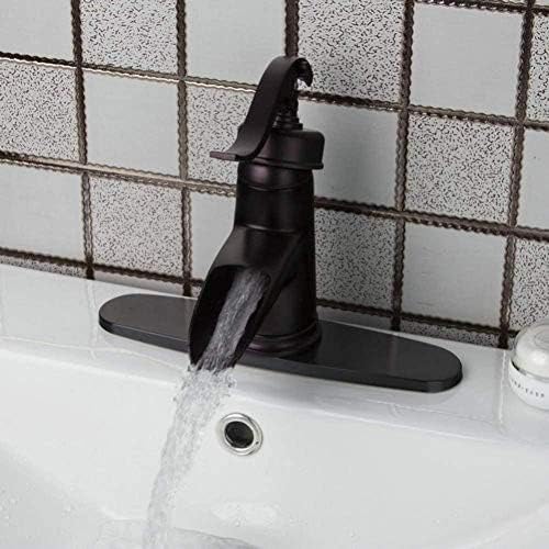Mitigeur de bassin en bronze huilé style cascade et finition noire mat