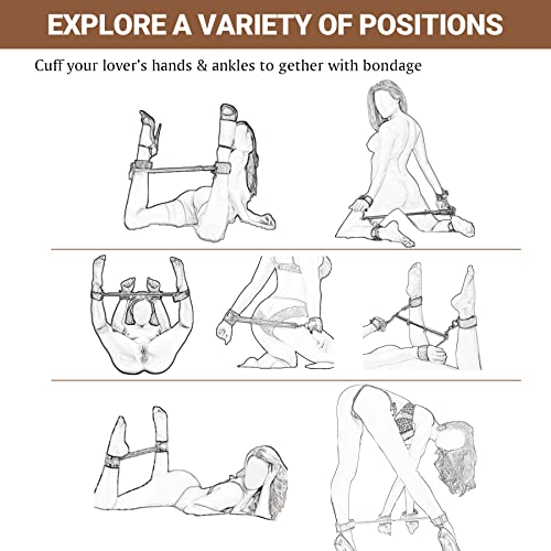 Image of BDSM Spreader Bar Couples Sex Toys, Bondage Restraints with Adjustable Handcuffs, Adjustable BDSM Sex Bar Toys Detachable, Bondage Set Adult Sex Toy for Couple