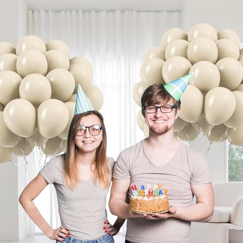 Image of Sand White Balloons 12 inch, Beige Latex 50pcs Party Balloons | Wedding, Bridal Shower, Baby Shower, Birthday Party Decorations