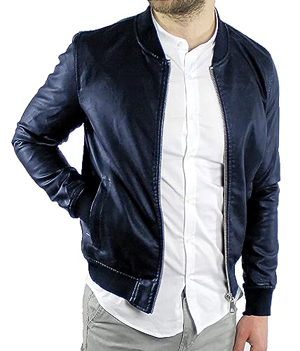Veste homme collège simili cuir coupe ajustée pour structurer la silhouette