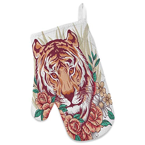 Tablier tigre imperméable avec gant de cuisine et manique - 3