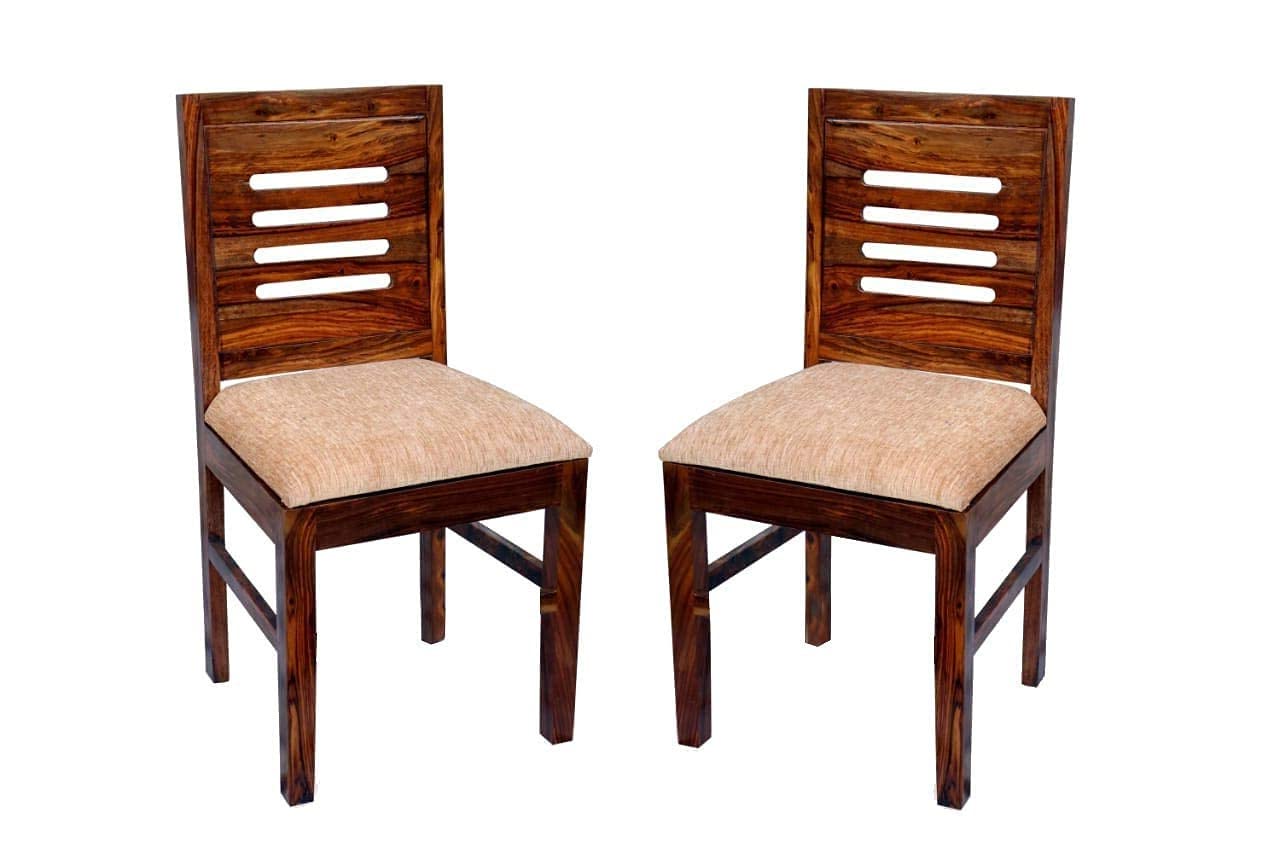 wood solid sheesham wood dining chairs set of 2 | solid wood dining chairs | wooden study chairs set of 2 for study room | wooden chairs | set of 2 | brown finish