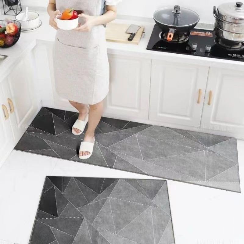 Favria 2pc Rubber Kitchen Mat for Floor/Anti Skid/Anti Slip/Water Absorbent Long Mat/Kitchen Standing Mat/Kitchen Rug Carpet/Runner for Kitchen Floor (Black Grey Shade) (B0DG621CFY) Amazon Price History, Amazon Price Tracker