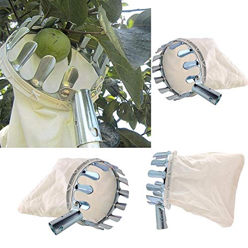 Bluelucon Fruit Picker Head Fruit Gripper, Deluxe Lightweight Garden Picking Tool Bag for Picking up Apple Citrus Pear Peach, 7.9inch Deep