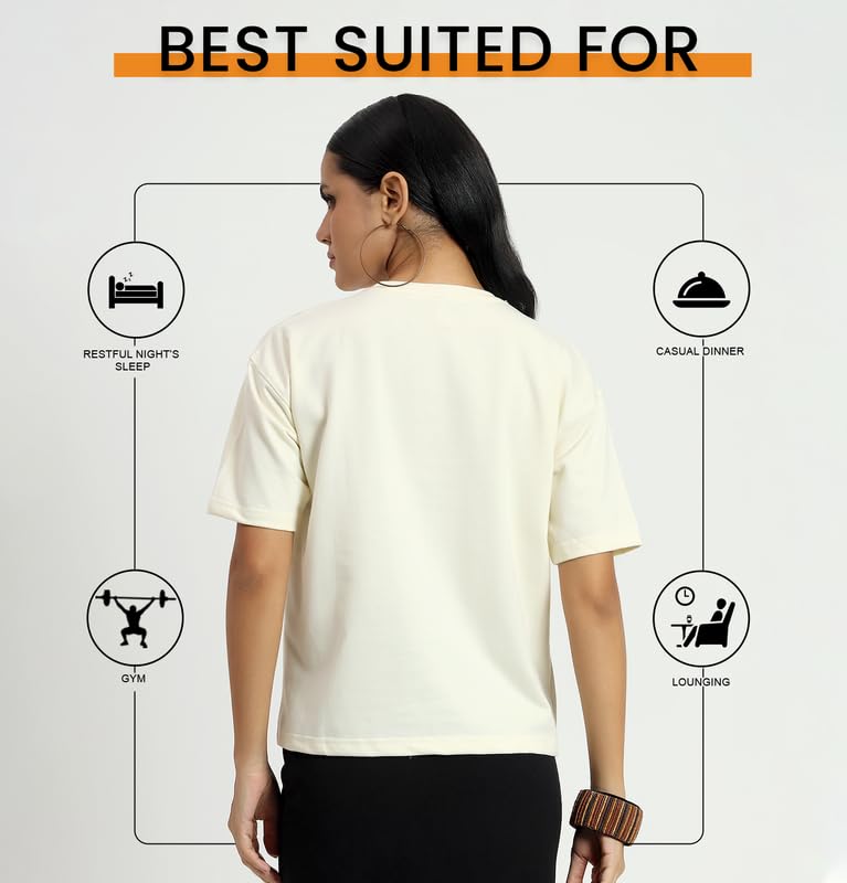 Image of Sleepynuts Women Oversized T-Shirt 220 GSM Heavyweight Cotton Rich Baggy Fit Drop Shoulder Round Neck Half Sleeve