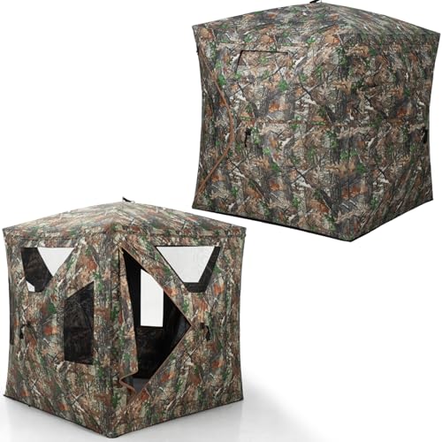 270 Degree See Through Hunting Blind + 2-3 Person See Through Hunting Blind with Shoot-Through Mesh Windows
