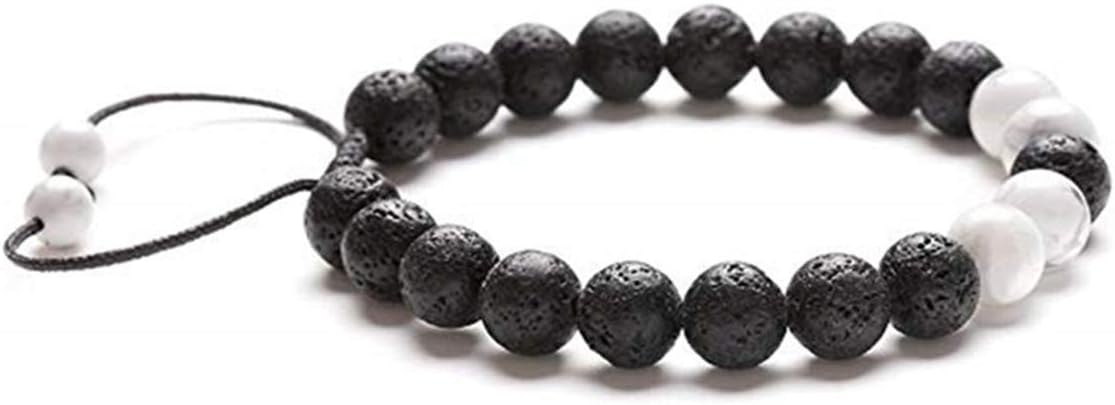 LALANG Handmade Lava Rock Stone Essential Oil Anxiety Diffuser Adjustable Bracelet Unisex(Style 2)
