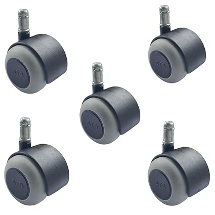 Castor chair Wheel Heavy Duty Pin Nylon Caster for revolving Office Chair table Set of 5 Black/Grey with Load Capacity 250 kg