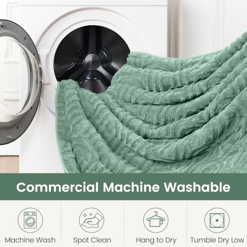 Image of Sherpa Fleece Adult Weighted Blanket Great for Sleep, 20 lbs Dual Sided Soft Fuzzy Heavy Blankets for Couch Bed Sofa, Cozy Warm Arched Jacquard Throw for Winter (Sage Green, 60 inch x 80 inch, 20 Pounds)