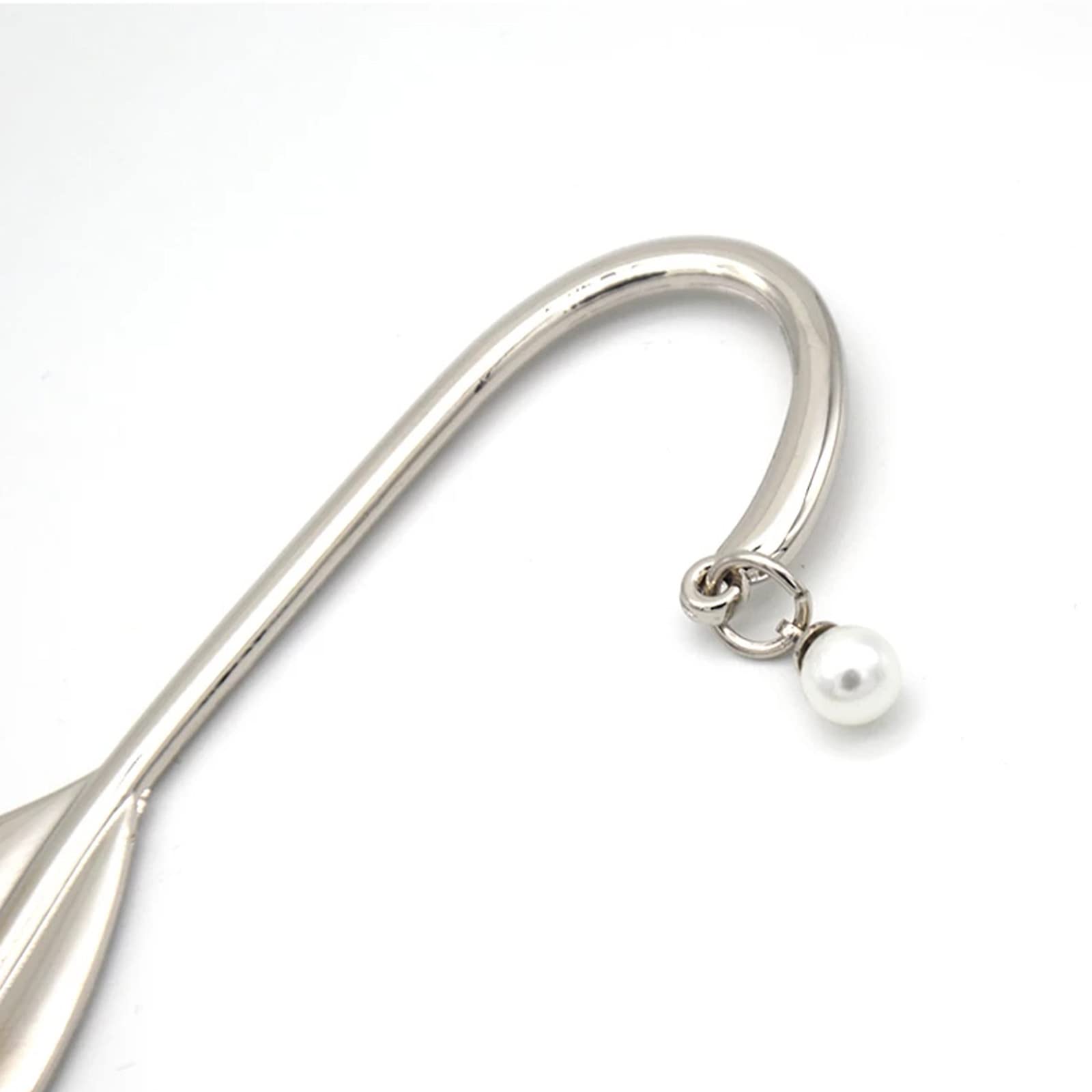 Personalizzazione dei segnalibri, Segnalibro in metallo con piuma e perline bianche argento 122x21,5 mm 6 pezzi